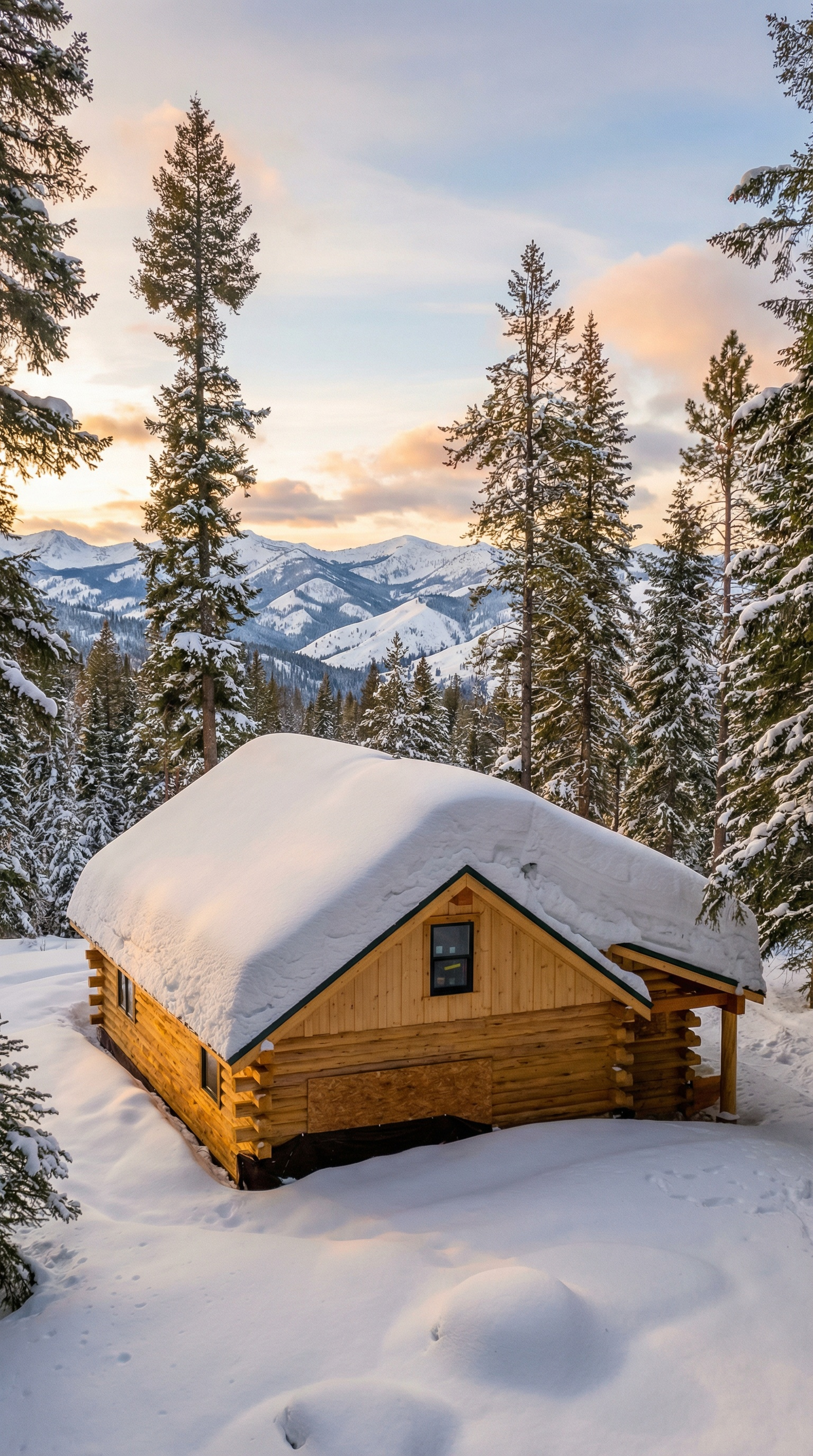 Log cabin in the Idaho mountains